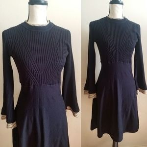 NWT THML Black Dress with Ruffle Pleat Detail || Medium